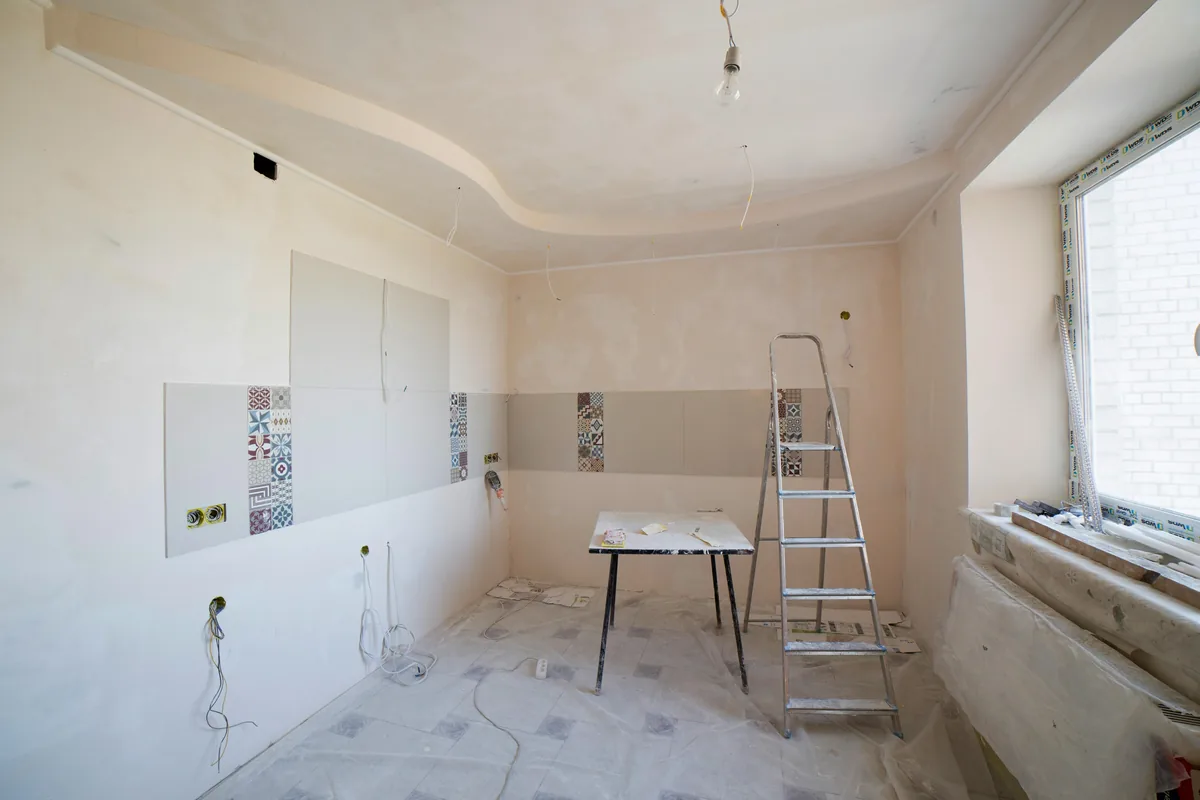 An open-concept Florida living space after an interior remodel removed a dividing wall