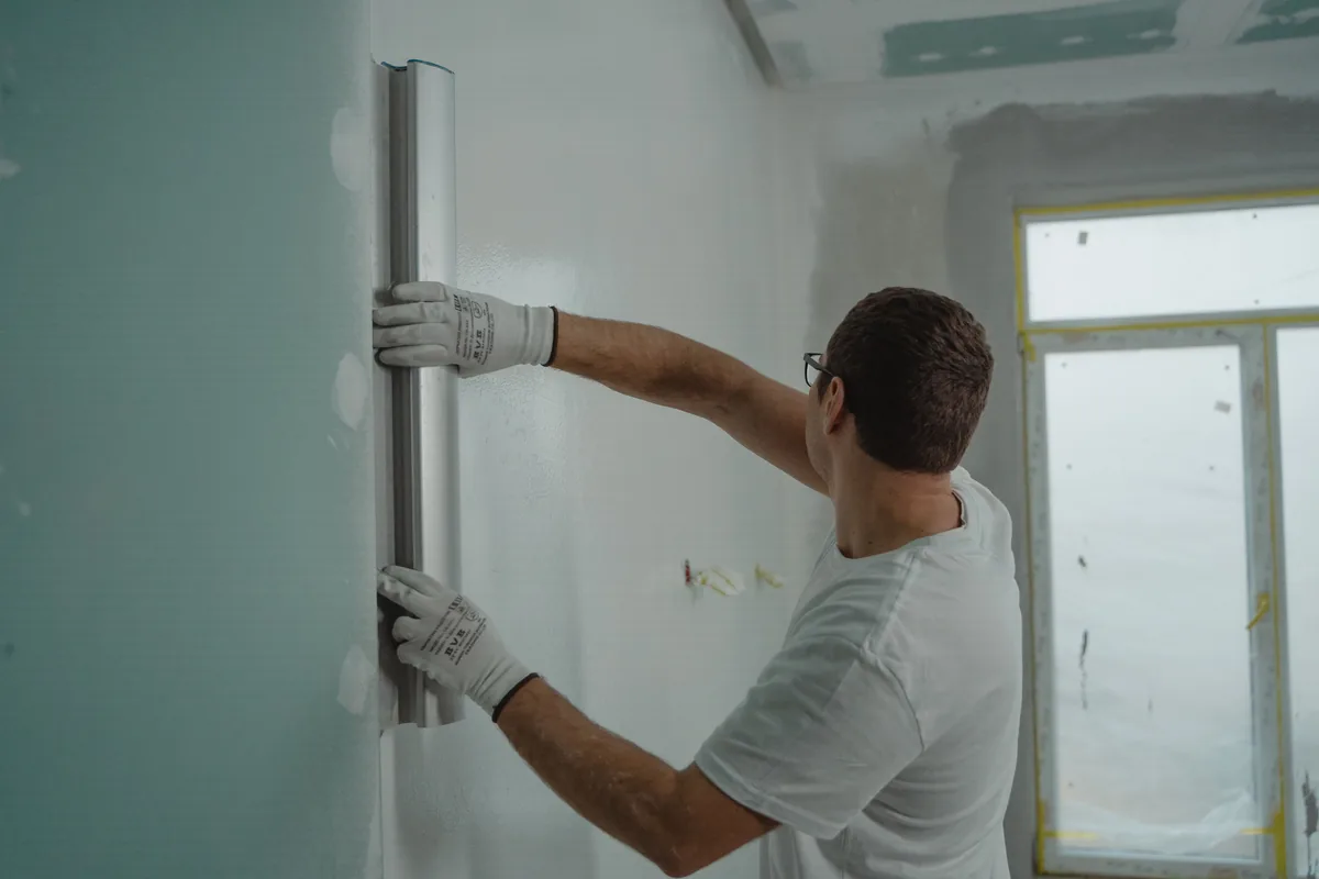 Uncoupling membrane being installed under a tile repair on a Florida slab